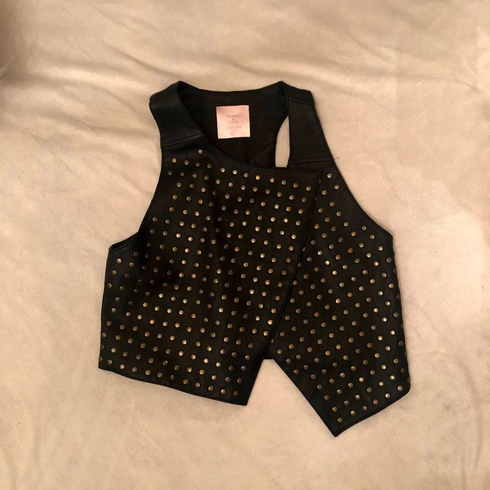 Vegan Leather Studded Asymmetrical vest